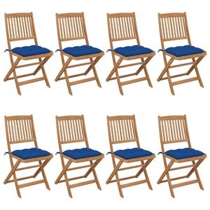 vidaXL Klappbare Gartenst&uuml;hle 8 Stk. mit Kissen Massivholz Akazie