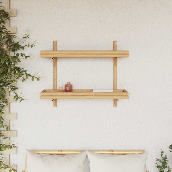 vidaXL Wandregal mit Regal Wandmontiert Braun 39 x 26 x 60 cm Bambus