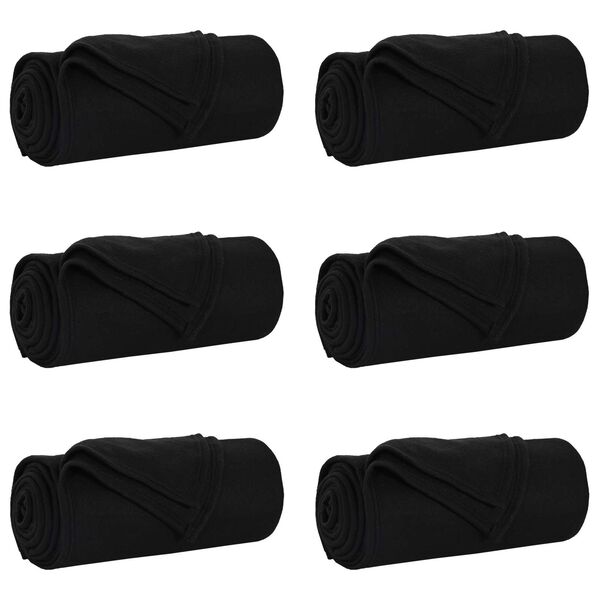vidaXL Wohndecken 6 pcs Schwarz 240 x 220 cm Fleece