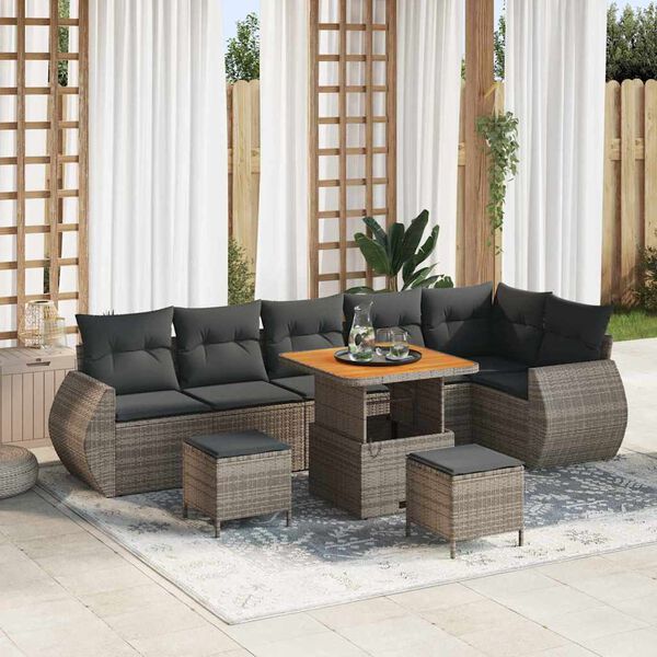 vidaXL Gartensofa-set 9 pcs Grau Poly-Rattan