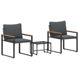 vidaXL M&ouml;belsets mit Kissen 3 pcs Grau und Dunkelgrau Rattan