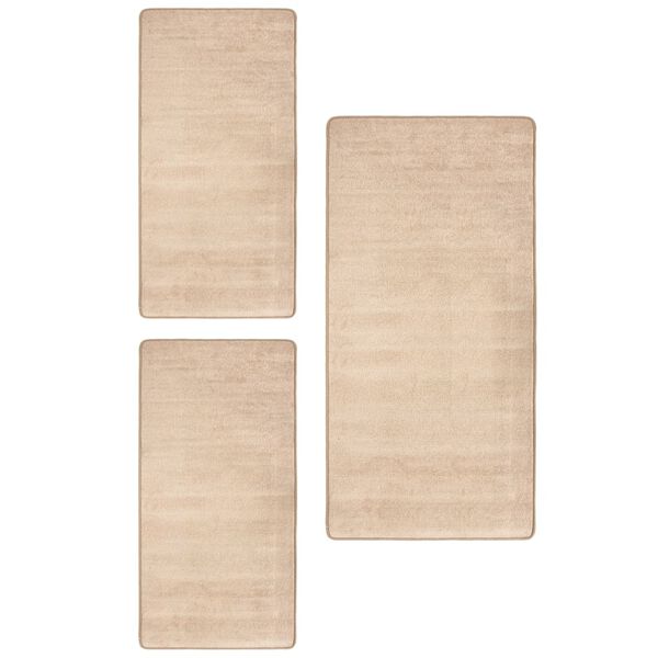 vidaXL Hochflor-Bettvorleger 3 Stk. Beige