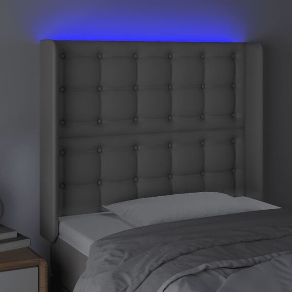 vidaXL LED Kopfteil Grau 93x16x118/128 cm Kunstleder
