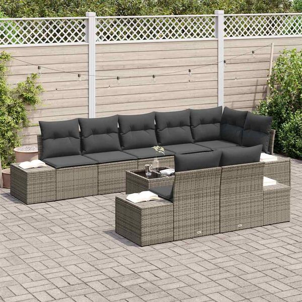 vidaXL Gartensofa-set mit Speicher Grau Poly Rattan