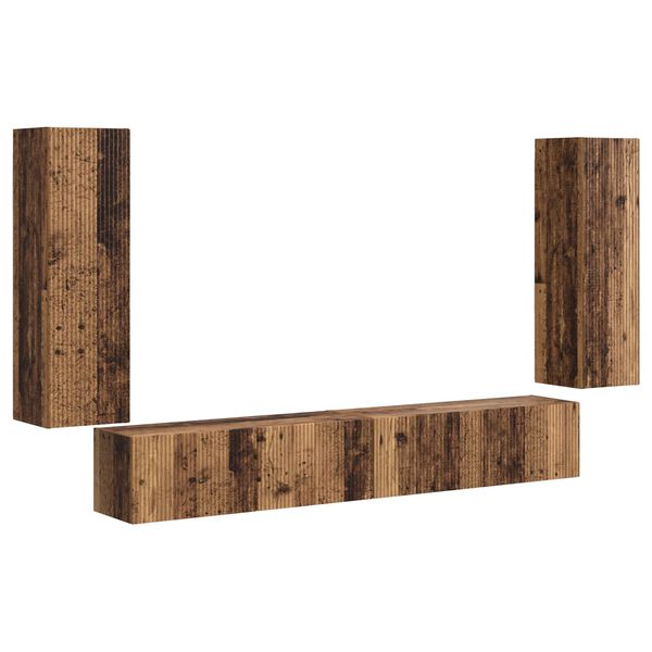 vidaXL TV-Wandregal-Set Wandmontiert 4 pcs Altholz Holzwerkstoff