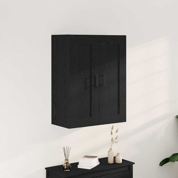 vidaXL Wandmontierter Schrank Schwarz Eichen-Optik 69,5 x 34 x 90 cm