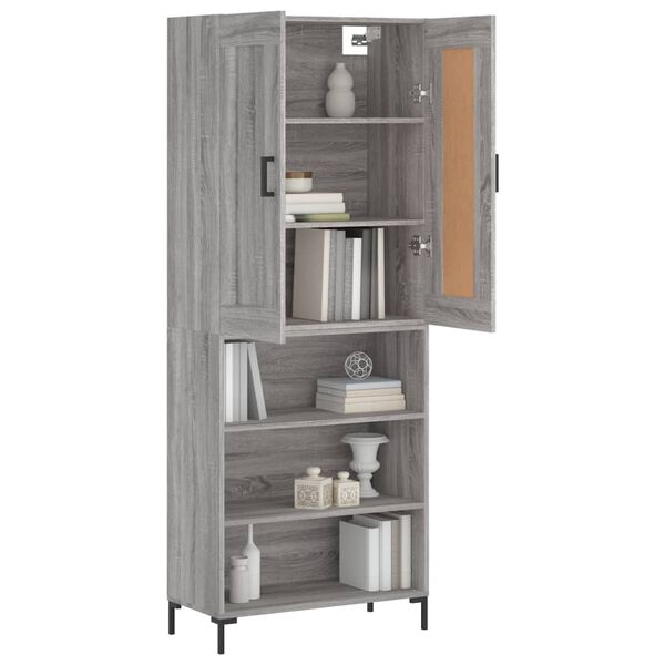 vidaXL Highboard Grau Sonoma 69,5x34x180 cm Holzwerkstoff