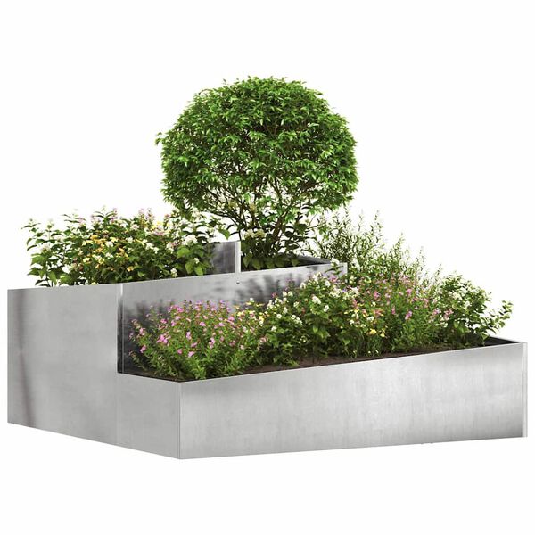 vidaXL Garten-Pflanzgef&auml;&szlig; Silber 100 x 100 x 50 cm Edelstahl