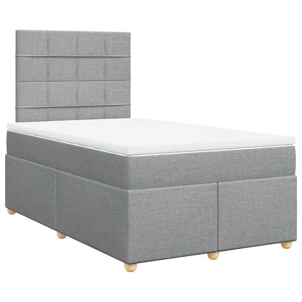 vidaXL Boxspringbett mit Matratze Hellgrau 120x190 cm Stoff
