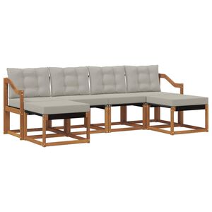 vidaXL Outdoor-Sofagarnitur 6 stk. Nat&uuml;rlich und Hellgrau