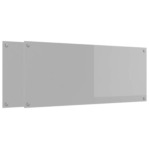 vidaXL K&uuml;chenr&uuml;ckwand 2 pcs Hellgrau 120 x 50 cm Geh&auml;rtetes Glas