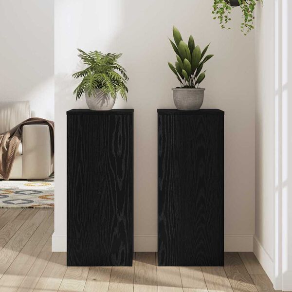 vidaXL Pflanzenst&auml;nder 2 pcs Schwarz Eichen-Optik 30 x 30 x 70 cm