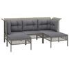 vidaXL 9-tlg. Garten-Lounge-Set mit Kissen Grau Poly Rattan