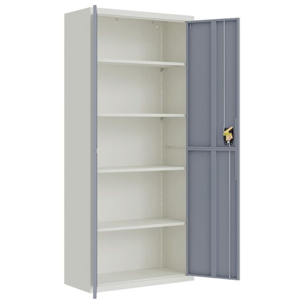 vidaXL Aktenschrank Hellgrau und Dunkelgrau 90x40x200 cm Stahl