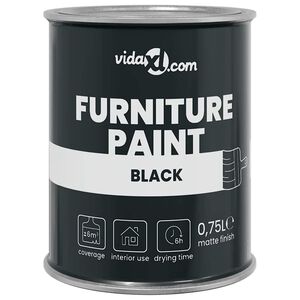 vidaXL M&ouml;belfarbe Schwarz 0,75 L Wanddruck