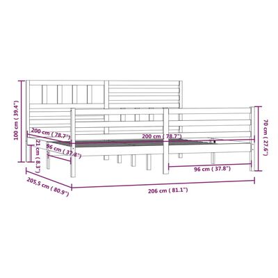 vidaXL Massivholzbett ohne Matratze 200x200 cm