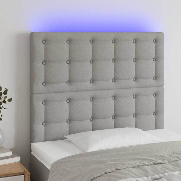 vidaXL LED Kopfteil Hellgrau 80x5x118/128 cm Stoff