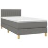 vidaXL Boxspringbett mit Matratze & LED Dunkelgrau 90x190 cm Stoff