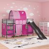 vidaXL Kinder-Etagenbett Schwarz und Pink 75 x 190 cm Metall
