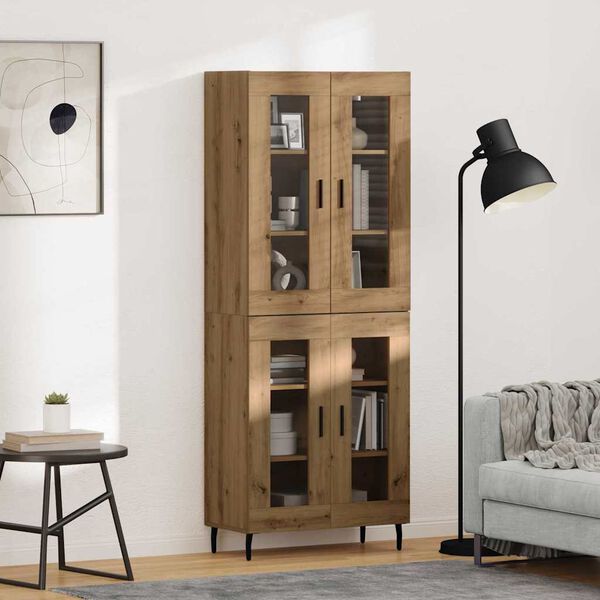 vidaXL Highboard 2 pcs Artisan-Eiche Engineered Wood und Glas