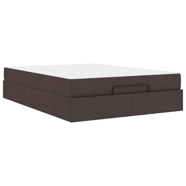 vidaXL Bettgestell mit Matratze mit Matratze 2 pcs Hellbraun Stoff