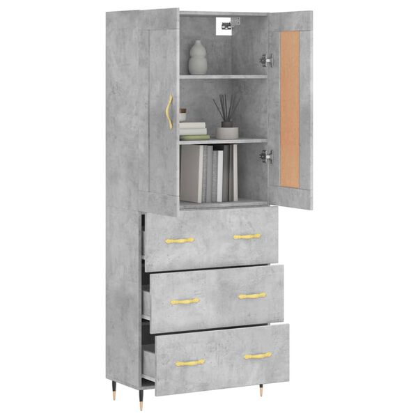 vidaXL Highboard Betongrau 69,5x34x180 cm Holzwerkstoff