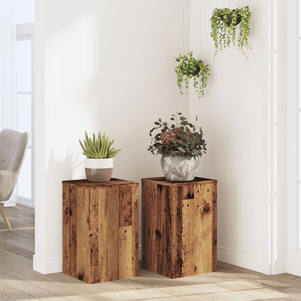 vidaXL Pflanzenst&auml;nder 2 Stk. Altholz-Optik 30x30x50 cm Holzwerkstoff