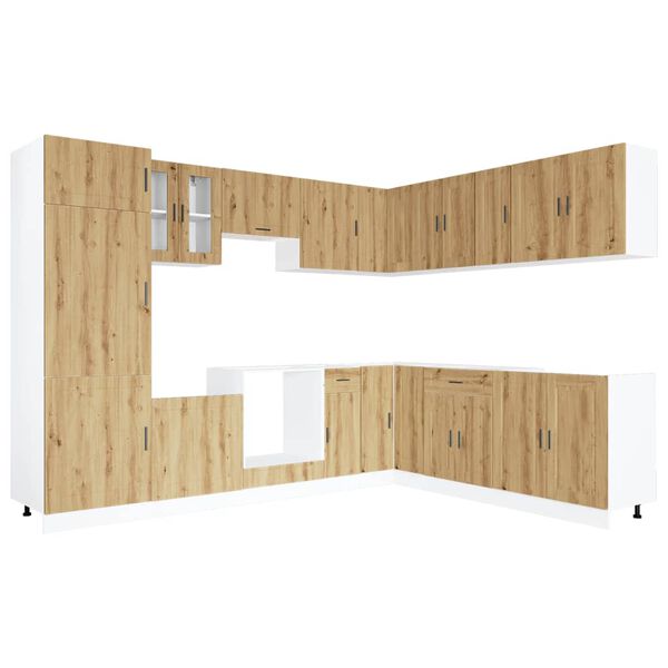 vidaXL 14-tlg. K&uuml;chenschrank-Set Porto Artisan-Eiche Holzwerkstoff