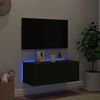vidaXL TV-Wandschrank mit LED-Leuchten Schwarz 80x35x31 cm