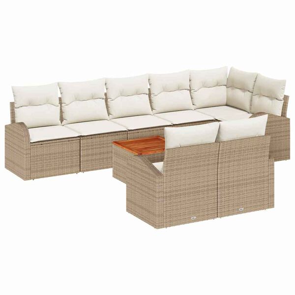 vidaXL Garten-Sofa-Set 9 pcs Beige Poly Rattan
