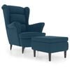vidaXL Ohrensessel mit Hocker Blau Samt
