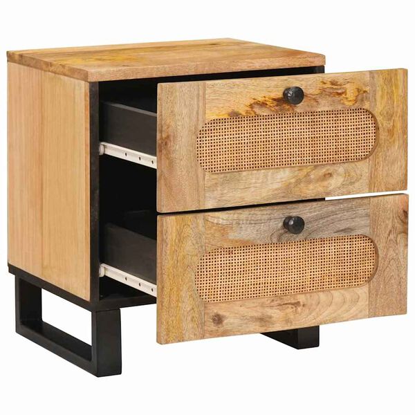 vidaXL Nachttisch 2 pcs Natur 40 x 33 x 46 cm Massivholz Mango