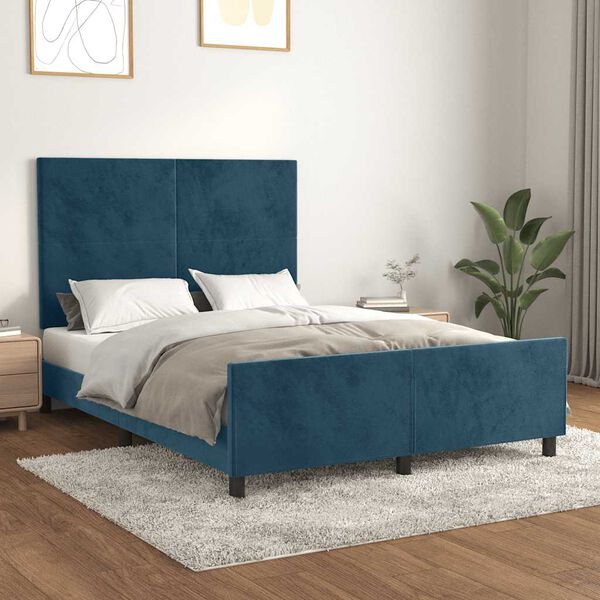 vidaXL Bettgestell ohne Matratze Dunkelblau 140x200 cm Samt
