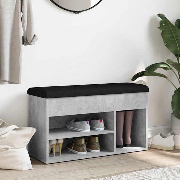 vidaXL Schuhbank Betongrau 82x32x45,5 cm Holzwerkstoff