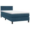 vidaXL Boxspringbett mit Matratze Dunkelblau 100x220 cm Samt