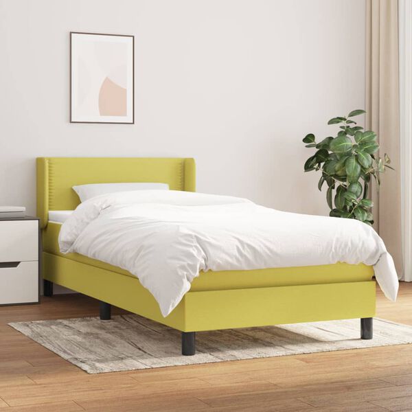 vidaXL Boxspringbett mit Matratze Gr&uuml;n 90x200 cm Stoff