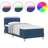 vidaXL LED Boxspringbett mit Matratze Blau 90 x 200 cm Stoff