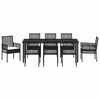 vidaXL Garten Essgruppe mit Kissen 9 pcs Schwarz Poly-Rattan