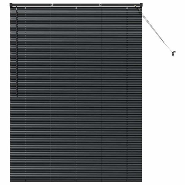 vidaXL Fensterjalousie mit Vorh&auml;ngen Schwarz Aluminium