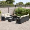 vidaXL Gartensofa-set mit Kissen 10 pcs Schwarz Poly-Rattan