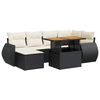 vidaXL 7-tlg. Garten-Sofagarnitur mit Kissen Schwarz Poly Rattan