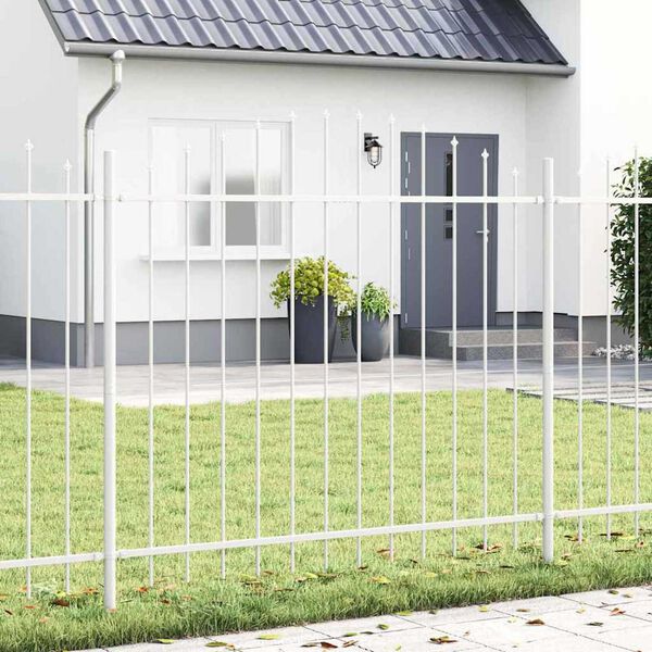 vidaXL Gartenzaun 6 pcs Weiß 170 x 190 cm Pulverbeschichteter Stahl