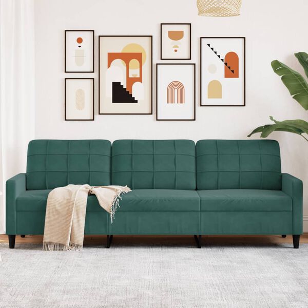 vidaXL 3-Sitzer-Sofa Dunkelgr&uuml;n 210 cm Samt