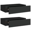 vidaXL Wandregale mit Schubladen 2 Stk. Schwarz 40x23,5x10 cm MDF
