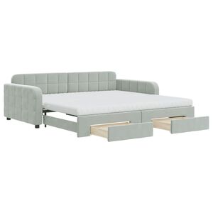 vidaXL Tagesbett Ausziehbar mit Schubladen Hellgrau 100x200 cm Samt