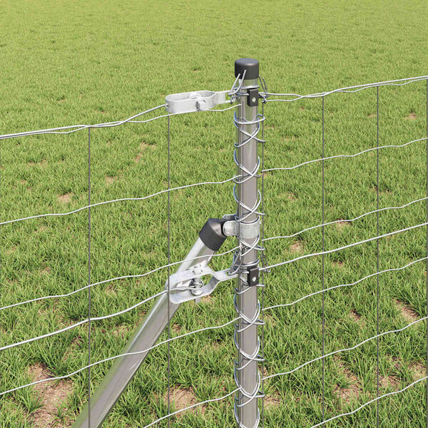 vidaXL Zaun mit Pfosten Silber 0,6 x 50 m Stahl und PVC