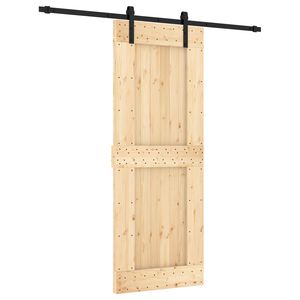 vidaXL Schiebet&uuml;r Nat&uuml;rlich und Schwarz 80 x 210 cm Massivkiefer