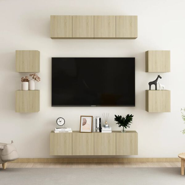 vidaXL 8-tlg. TV-Schrank-Set Sonoma-Eiche Holzwerkstoff