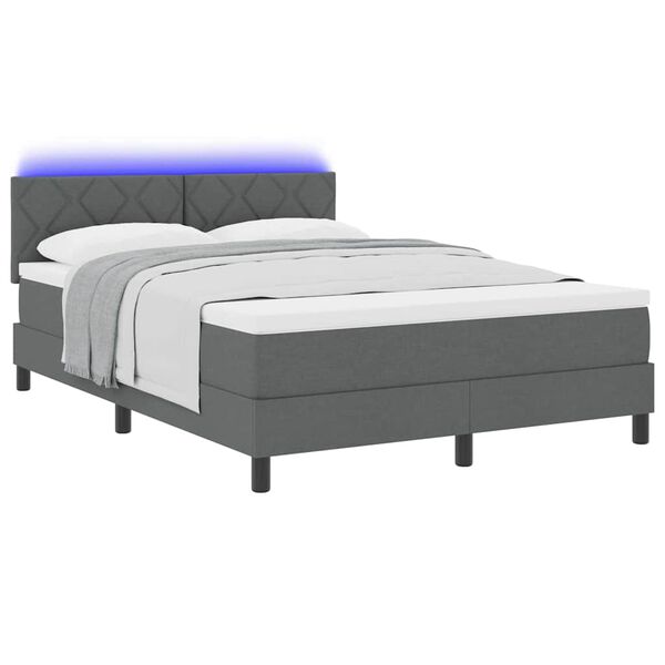 vidaXL Boxspringbett mit Matratze Dunkelgrau 140 x 200 cm Stoff