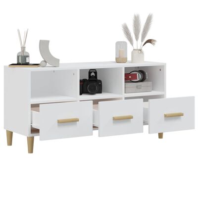 vidaXL TV-Schrank Hochglanz-Weiß 102x36x50 cm Holzwerkstoff